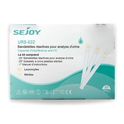 Tests Cystite boite de 25 tests bandelettes et pots